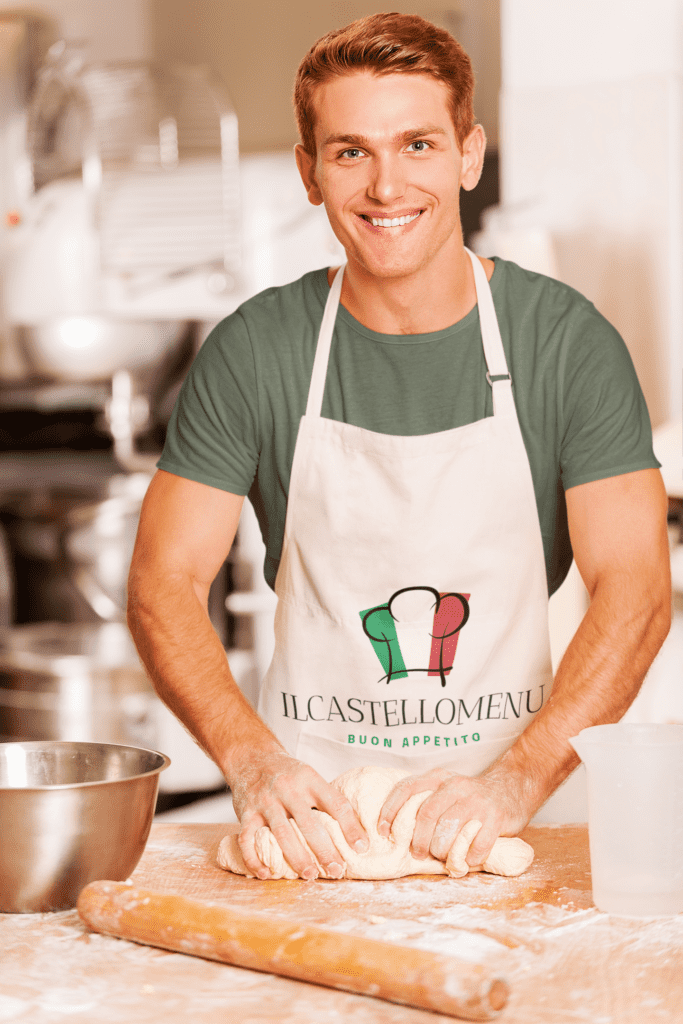 apron mockup featuring a happy man kneading the dough m14763 r el2